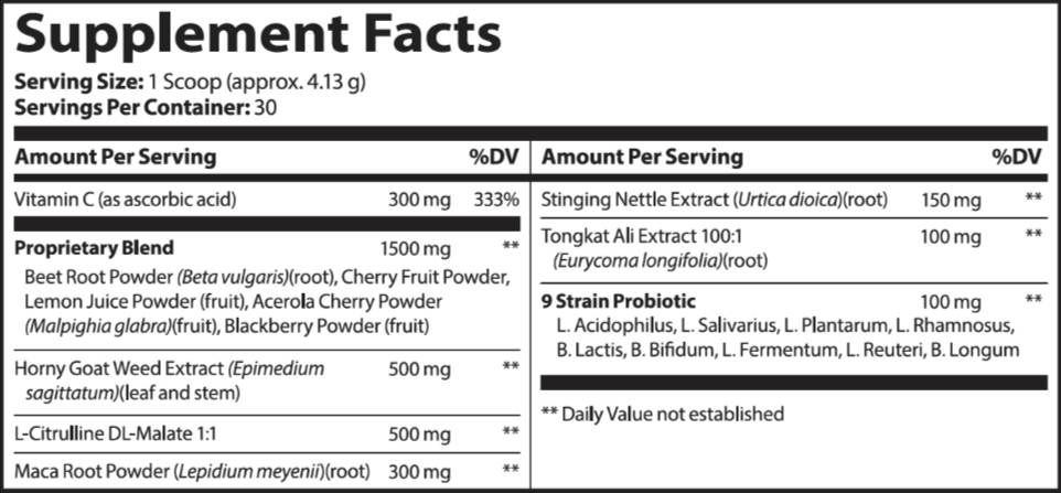 Red Boost supplement facts